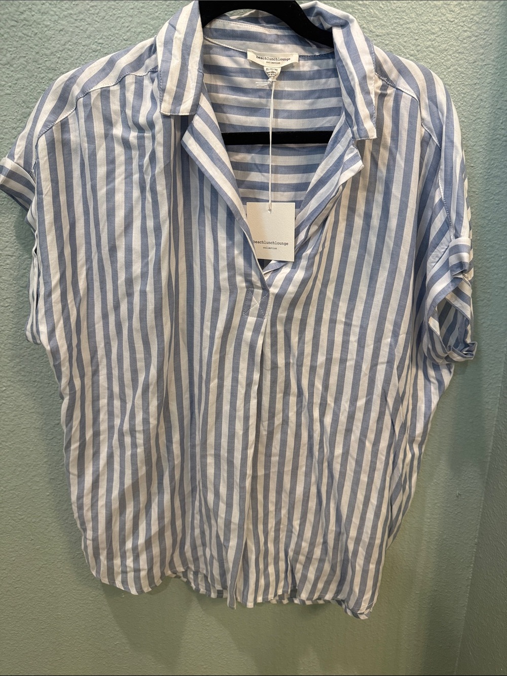 Beachlunchlounge Blue and White Stripe Blouse XL NWT